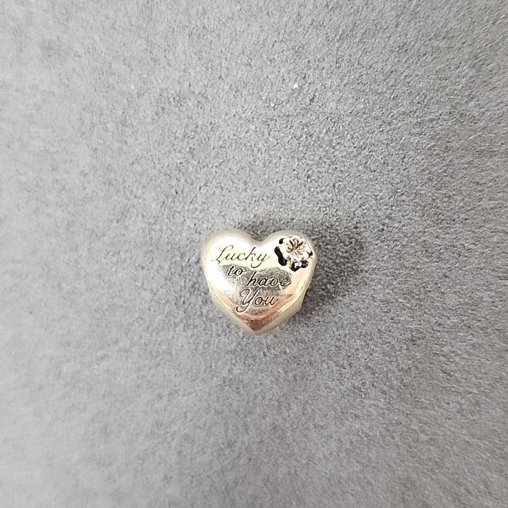 Authentic Pandora ALE Charm Silver Heart Mom Lucky to have You Bracelet